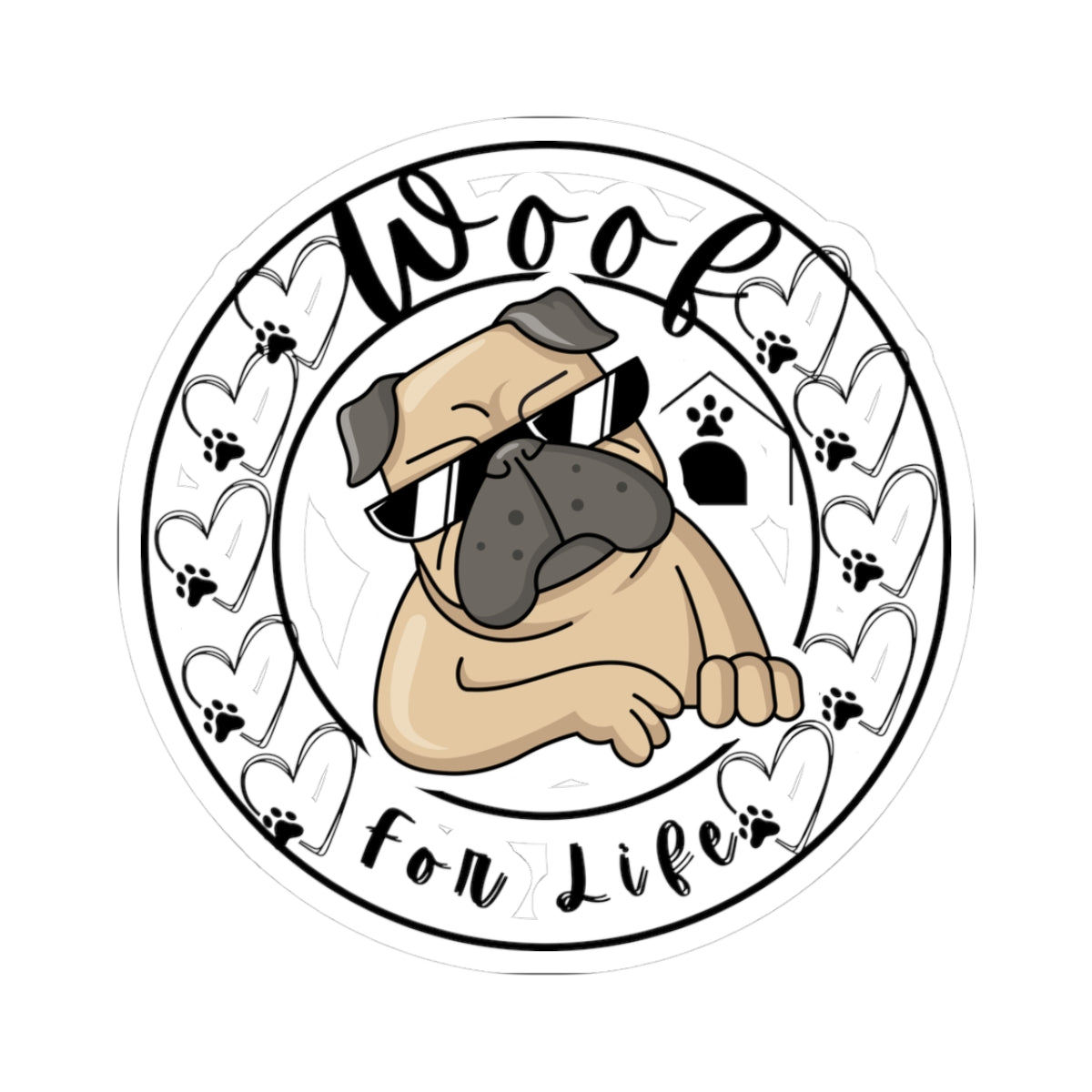 Pug Dog Kiss-Cut Stickers,