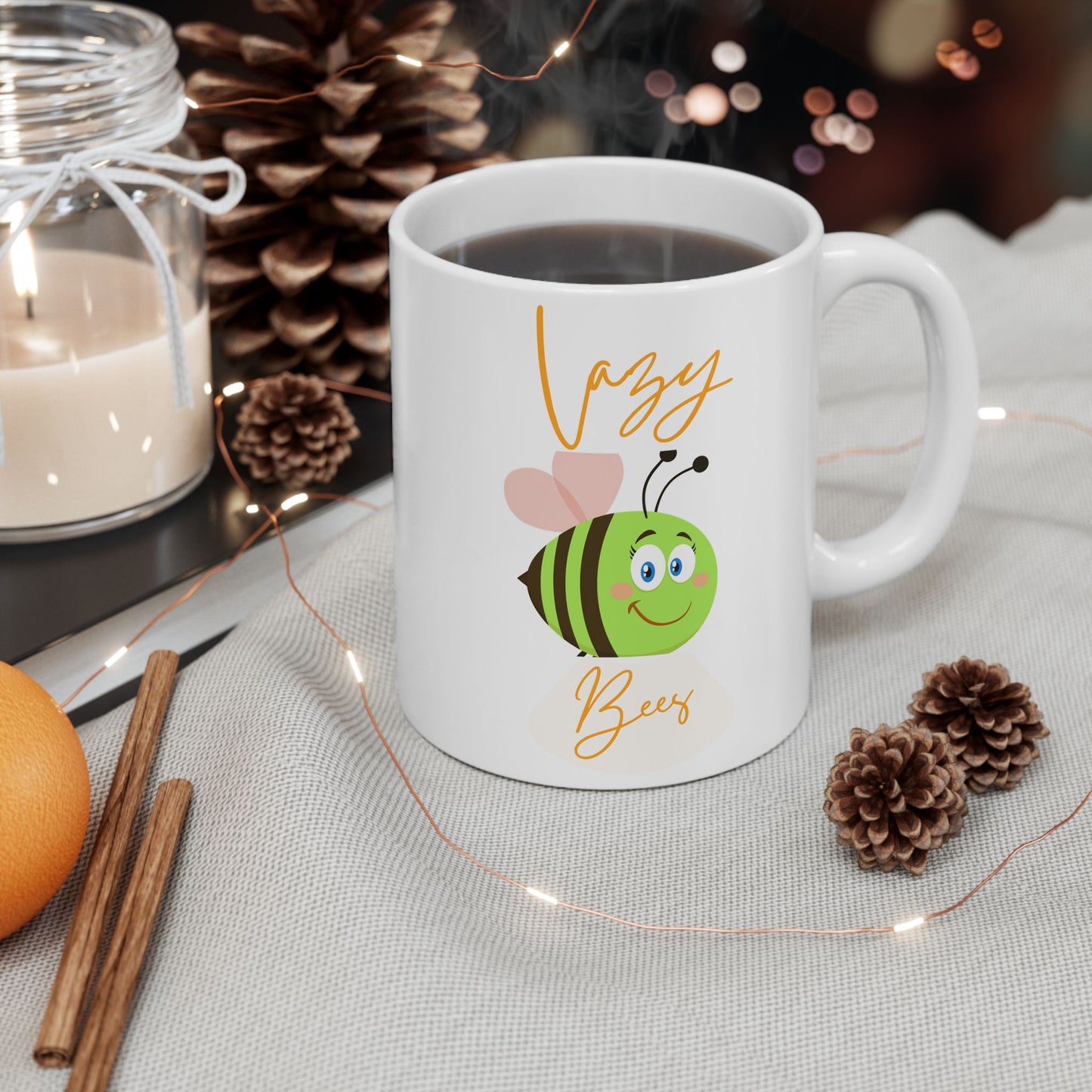Cute Lazy Bee Cartoon Ceramic Mug Gift for Kids, Coffee Lovers, Birthdays, Holidays, Home Decor