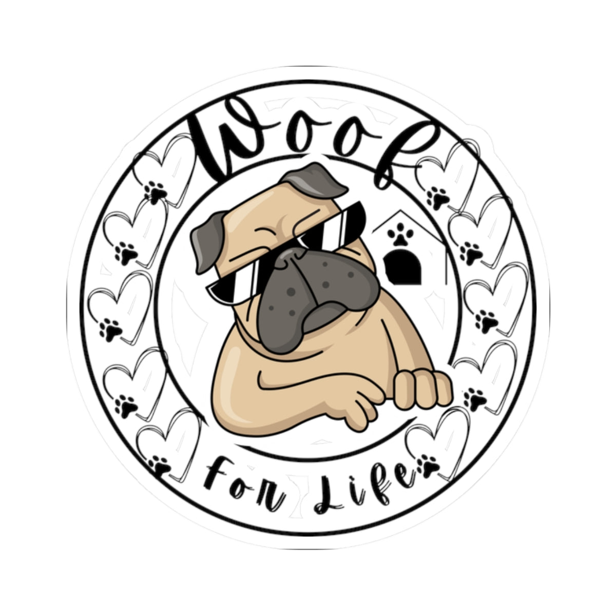 Pug Dog Kiss-Cut Stickers,